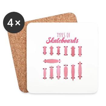 Types de skateboards Girls Design - Dessous de verre (lot de 4) - blanc - Devant