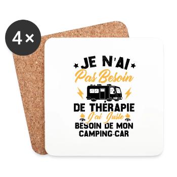 Pas besoin de thérapie, Juste de mon camping-car - Dessous de verre (lot de 4) - blanc - Devant