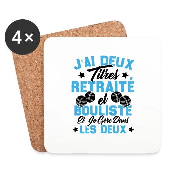 J'ai deux titres retraité et bouliste Cadeau - Dessous de verre (lot de 4) - blanc - Devant