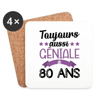 Toujours aussi géniale à 80ans cadeau anniversaire - Dessous de verre (lot de 4) - blanc - Devant