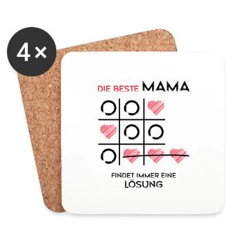 Die beste Mama findet immer eine Lösung Muttertag - Untersetzer (4er-Set) - Weiß - Vorne
