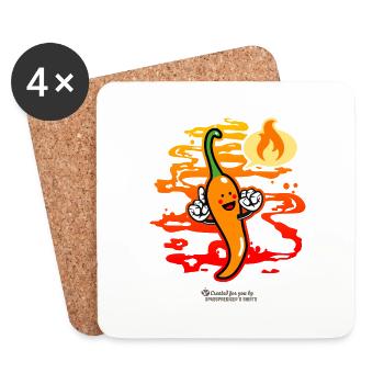 Chili Kawaii Comic Chili Pepper - Coasters (set of 4) - white - Front