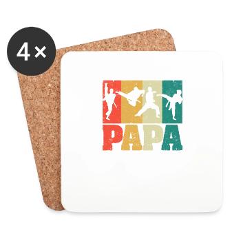 Papa Karaté Papa Drôle Papa Amoureux des Arts Martiaux - Dessous de verre (lot de 4) - blanc - Devant