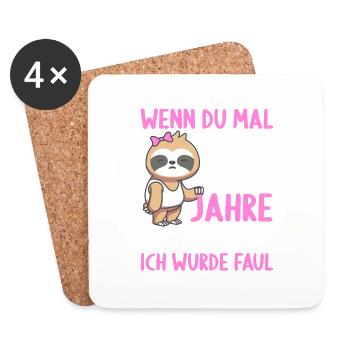 Wenn du groß bist ich wurde Faul 16. Geburtstag - Untersetzer (4er-Set) - Weiß - Vorne