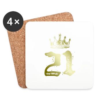 21 Nombre Couronne - Dessous de verre (lot de 4) - blanc - Devant