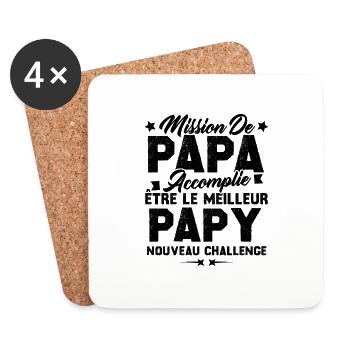 Mission papa accomplie être papy nouveau challenge - Dessous de verre (lot de 4) - blanc - Devant