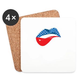 Biting Lip American Flag Stars Stripes Reproductiv - Coasters (set of 4) - white - Front
