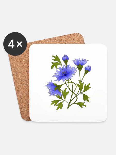 Blumen - Untersetzer (4er-Set) - Weiß