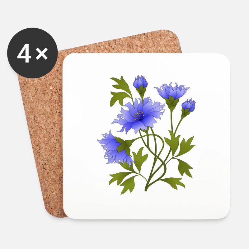 Blumen - Untersetzer (4er-Set) - Weiß