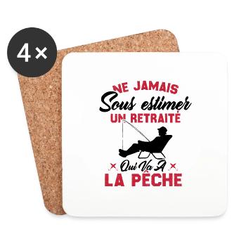 Ne Jamais Sous Estimer Un Retraité Pêcheur - Dessous de verre (lot de 4) - blanc - Devant