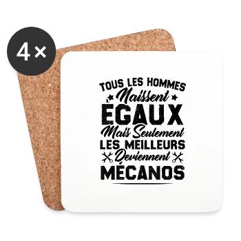 Les Hommes Naissent Egaux - Les Meilleurs Mécanos - Dessous de verre (lot de 4) - blanc - Devant