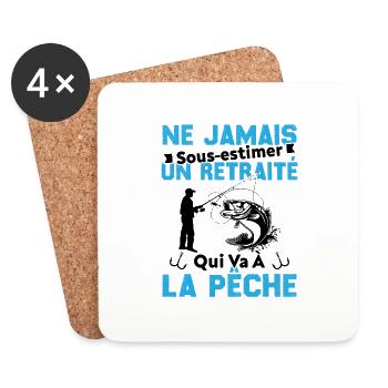 Ne Jamais Sous Estimer Un Retraité Pêcheur - Dessous de verre (lot de 4) - blanc - Devant