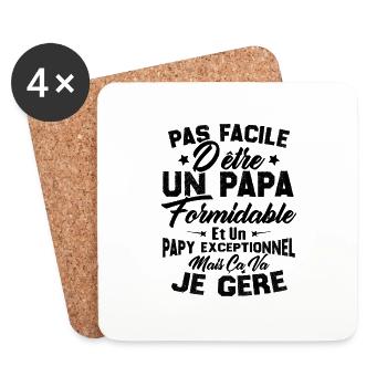 Un papa formidable et un papy exceptionnel - Dessous de verre (lot de 4) - blanc - Devant