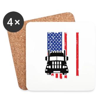 USA LKW - Untersetzer (4er-Set) - Weiß - Vorne