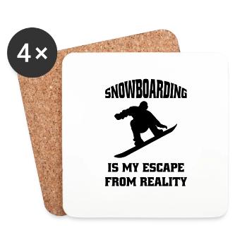 Snowboard disant Snowboarder Amateurs de sports d’hiver - Dessous de verre (lot de 4) - blanc - Devant
