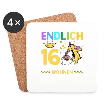 Endlich 16 Meine Eltern Wohnen Immer Noch Bei Mir - Untersetzer (4er-Set) - Weiß - Vorne