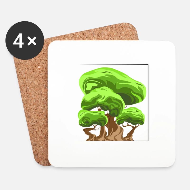 Baum - Untersetzer (4er-Set) - Weiß