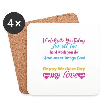 Happy Workers Day - Coasters (set of 4) - white - Front