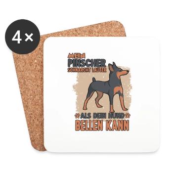 Lustiges Pinscher Motiv Rehpinscher Hundesport - Untersetzer (4er-Set) - Weiß - Vorne