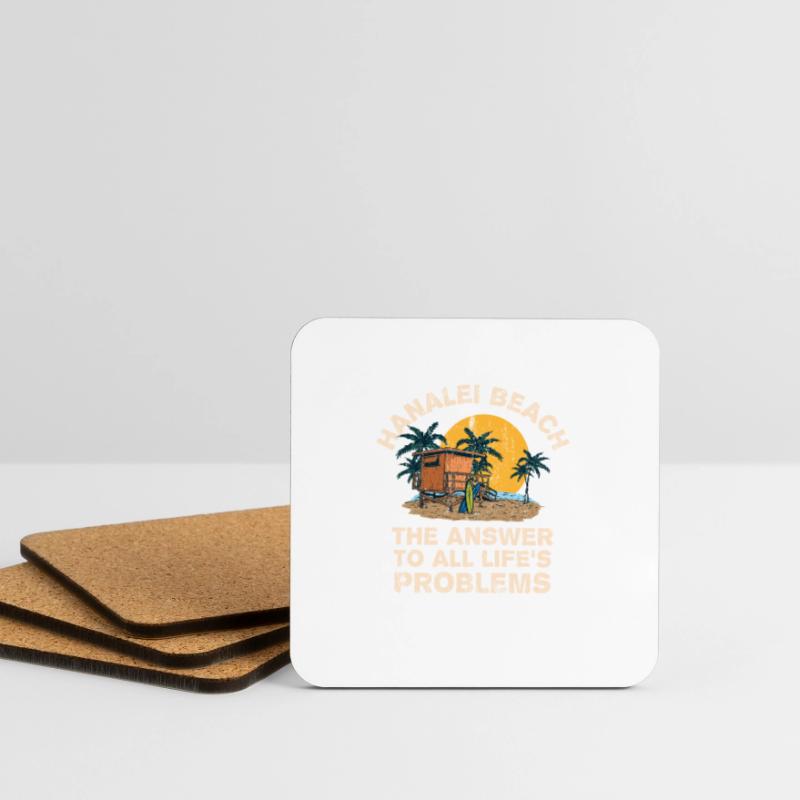 Hanalei Beach Answer To All Life's Problems Coasters (set of 4)