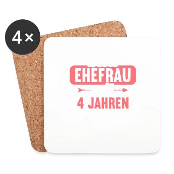 Beste Ehefrau Bester Ehemann seit 4 Jahren - Untersetzer (4er-Set) - Weiß - Vorne