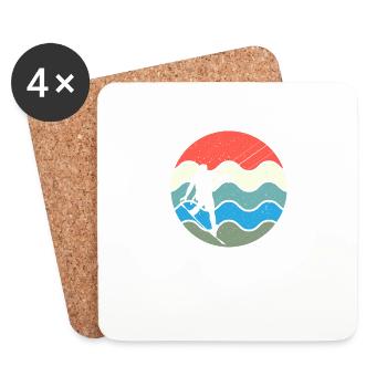 Retro Eighties Beach Surf 80s Vibe Water - Dessous de verre (lot de 4) - blanc - Devant