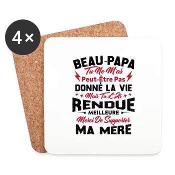 Homme Idée Cadeau Fête Des Pères Pour Un Beau Père - Dessous de verre (lot de 4) - blanc - Devant
