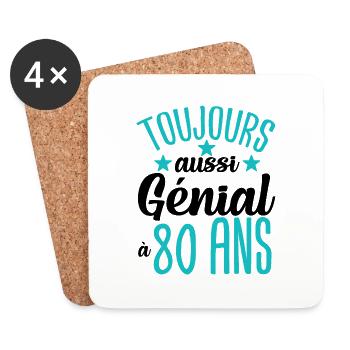 Cadeau anniversaire 80 ans rigolo homme - Dessous de verre (lot de 4) - blanc - Devant