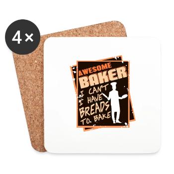 Awesome Baker I Can't I Have Breads To Bake - Untersetzer (4er-Set) - Weiß - Vorne