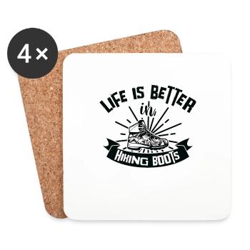 Life Is Better In Hiking Boots Outdoor Mountains - Coasters (set of 4) - white - Front