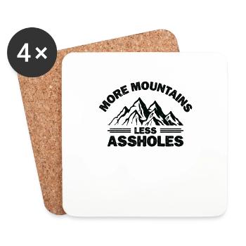 More Mountains Less Assholes Outdoor Hiker Hiking - Coasters (set of 4) - white - Front