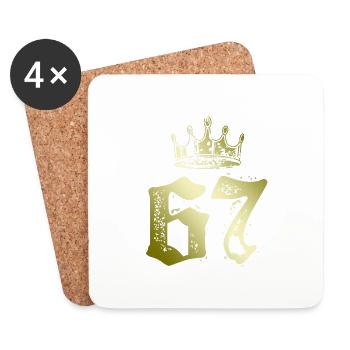 67 Zahl Krone - Untersetzer (4er-Set) - Weiß - Vorne