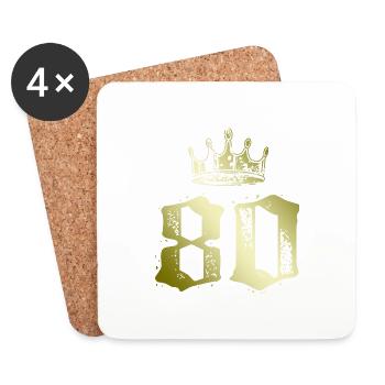 80 Zahl Krone - Untersetzer (4er-Set) - Weiß - Vorne