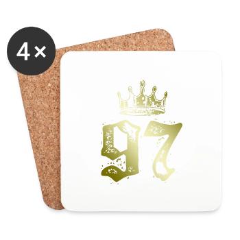 97 Couronne numérique - Dessous de verre (lot de 4) - blanc - Devant