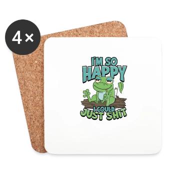 I'm So Happy I Could Just Shit - animal - Coasters (set of 4) - white - Front