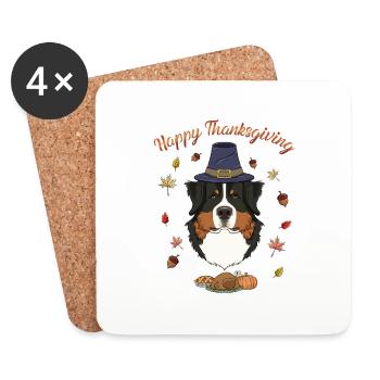 Happy Thanksgiving I Dog Lover I Bernese Mountain - Untersetzer (4er-Set) - Weiß - Vorne