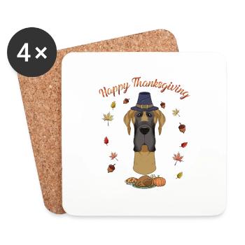 Joyeux Thanksgiving I Amoureux des chiens I Grand Danois - Dessous de verre (lot de 4) - blanc - Devant