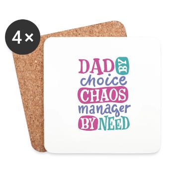 Papa-Chaos-Manager Papa-Chaos-Manager Geschenk Ins - Untersetzer (4er-Set) - Weiß - Vorne