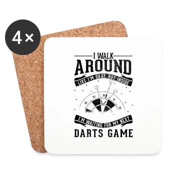 Ich Gehe Herum, Okay - Darts - Untersetzer (4er-Set) - Weiß - Vorne