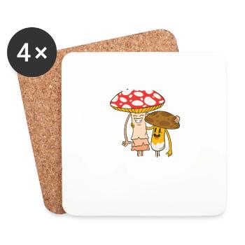 Ich liebe Pilze aus dem Wald - Untersetzer (4er-Set) - Weiß - Vorne