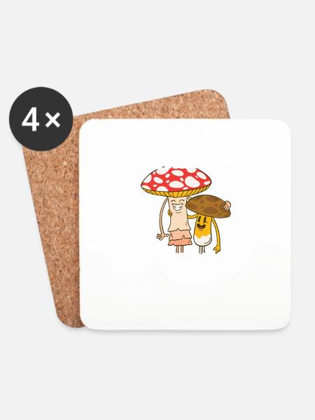 Ich liebe Pilze aus dem Wald - Untersetzer (4er-Set) - Weiß