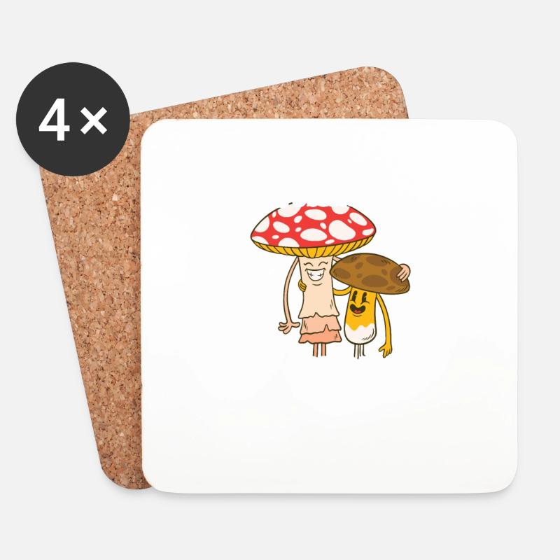 Ich liebe Pilze aus dem Wald - Untersetzer (4er-Set) - Weiß