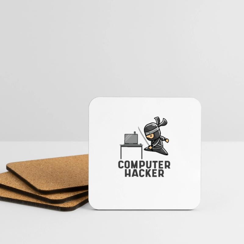 Computer Hacker Ninja Programmeur de cadeaux pour ordinateur portable Dessous de verre (lot de 4)