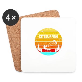 Funny Kitesurfing Kiteboarding Kiteboarder - Coasters (set of 4) - white - Front