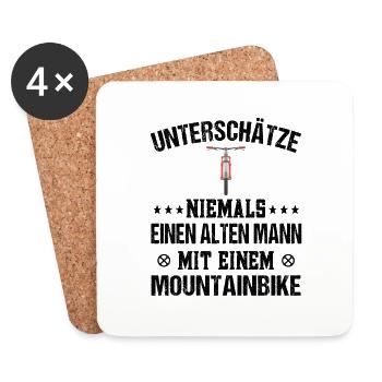 Unterschätze niemals einen Mountainbiker - Untersetzer (4er-Set) - Weiß - Vorne