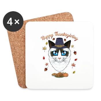 Ragdoll Cat Lover I Happy Thanksgiving - Untersetzer (4er-Set) - Weiß - Vorne