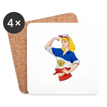 Russian Girl Unbreakable I Russian Heritage I - Coasters (set of 4) - white - Front