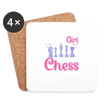Juste une fille qui aime les échecs Joueur d’échecs Chess Bo - Dessous de verre (lot de 4) - blanc - Devant