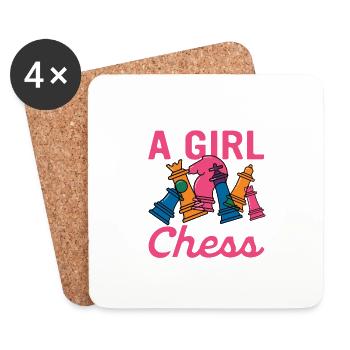 Never Underestimate A Girl Who Plays Chess Player - Coasters (set of 4) - white - Front