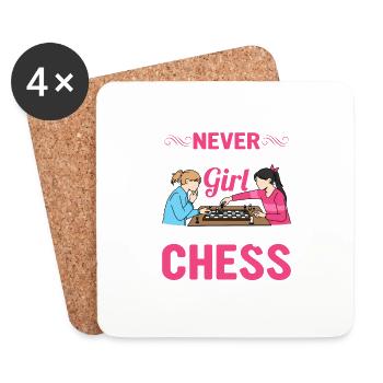 Never Underestimate A Girl Who Plays Chess Board - Coasters (set of 4) - white - Front